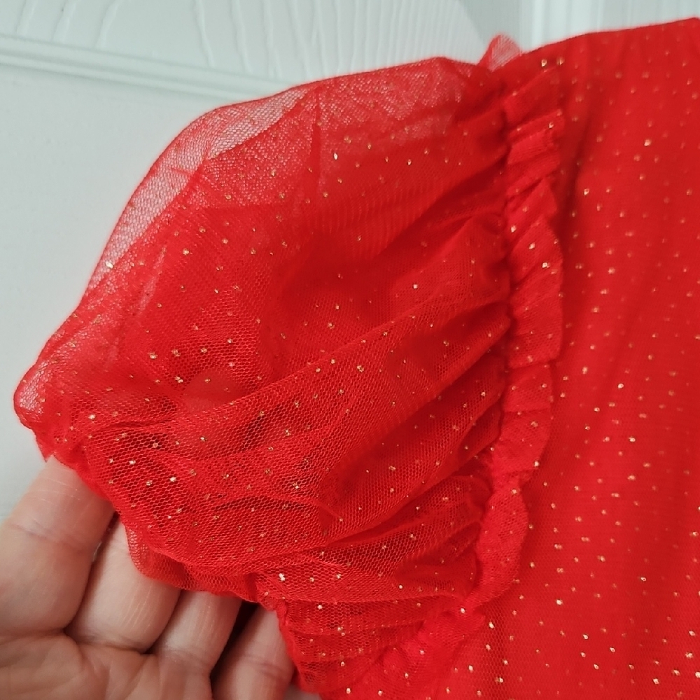 Red Ruffled Kids Tulle Dress - Picture 6 of 14